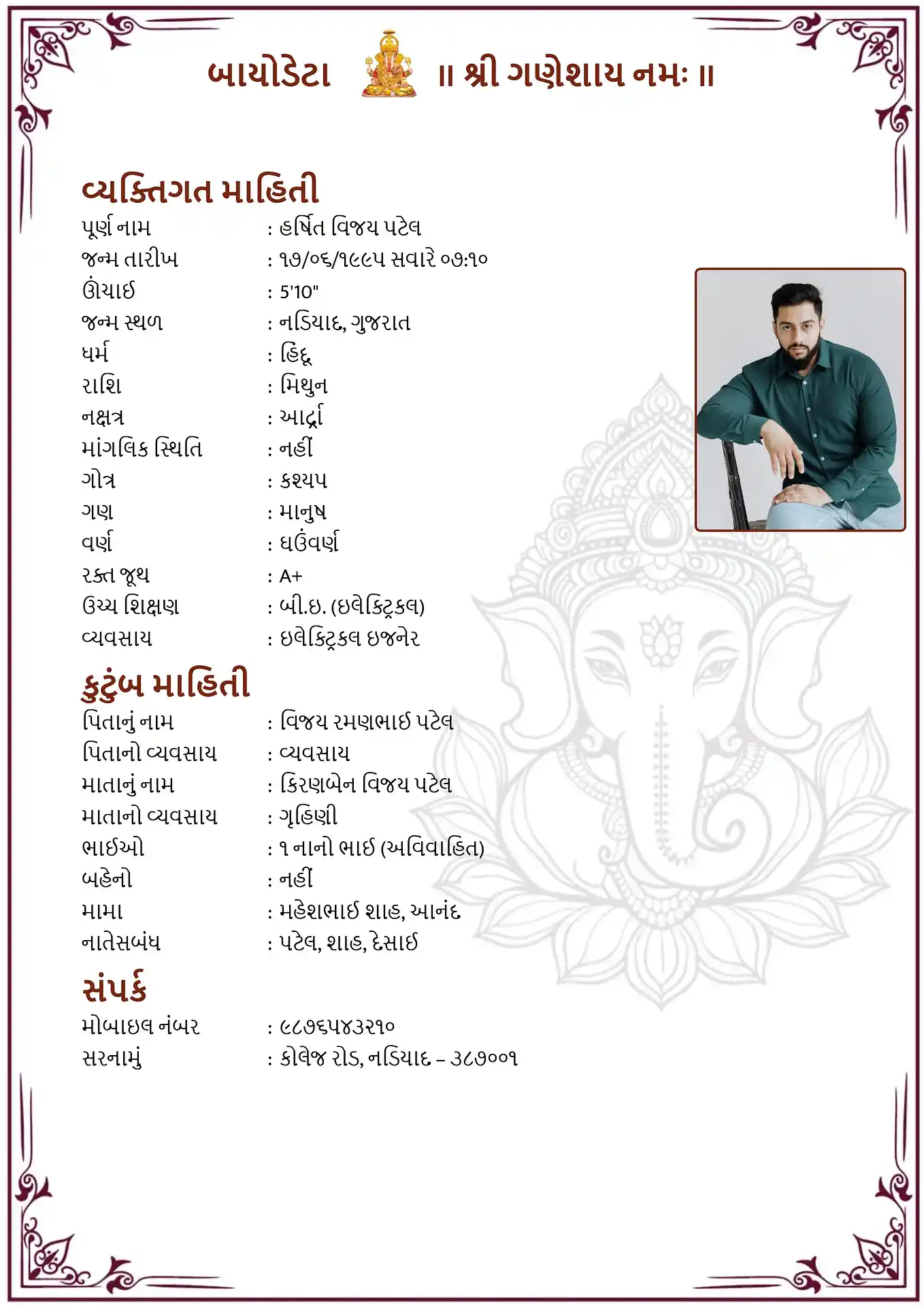 Template 4 biodata template