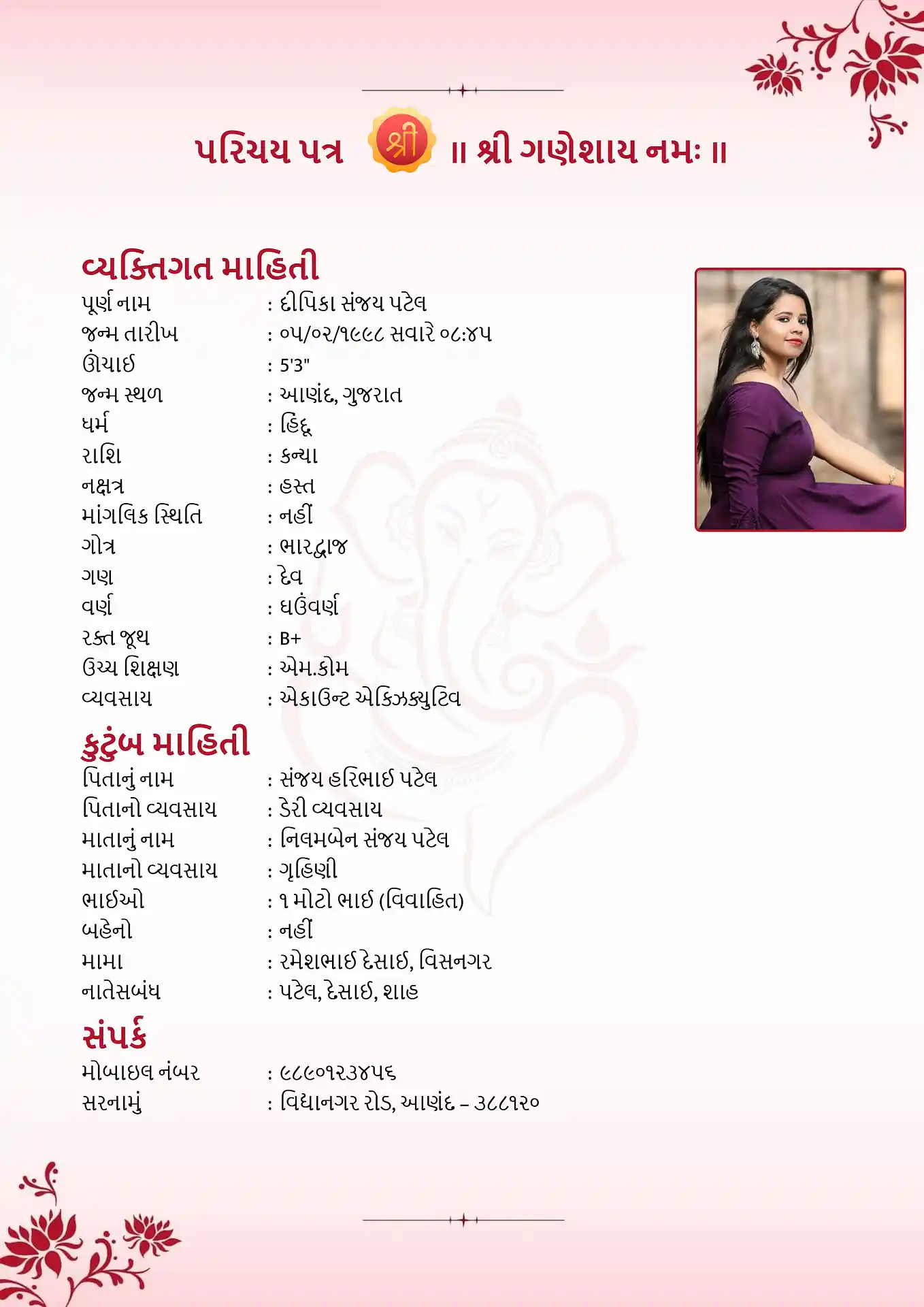 Template 5 biodata template